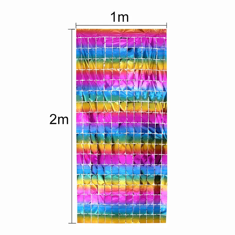 2M Backdrop Fornite Rain For Photo Zone Birthday Decoration Wedding Decor Christmas Tinsel Glitter Foil Backdrop Party Curtain