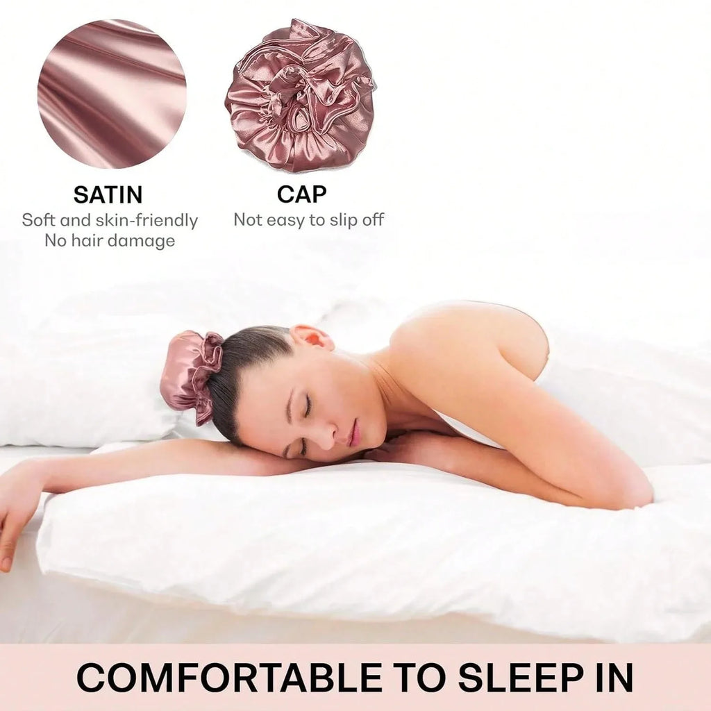 Satin Heatless Curling Rod with Hair Caps, Soft Overnight Curling Rod Headband for Long Hair