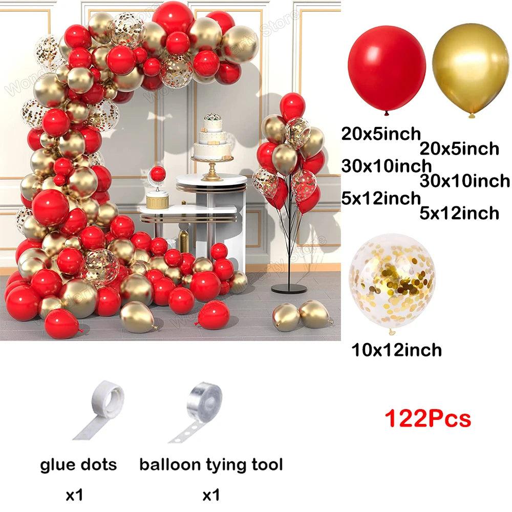 Red Balloon Garland Arch Kit Black Red Confetti Balloons Wedding Christmas Baby Shower Party Birthday Valentine Day Decoration