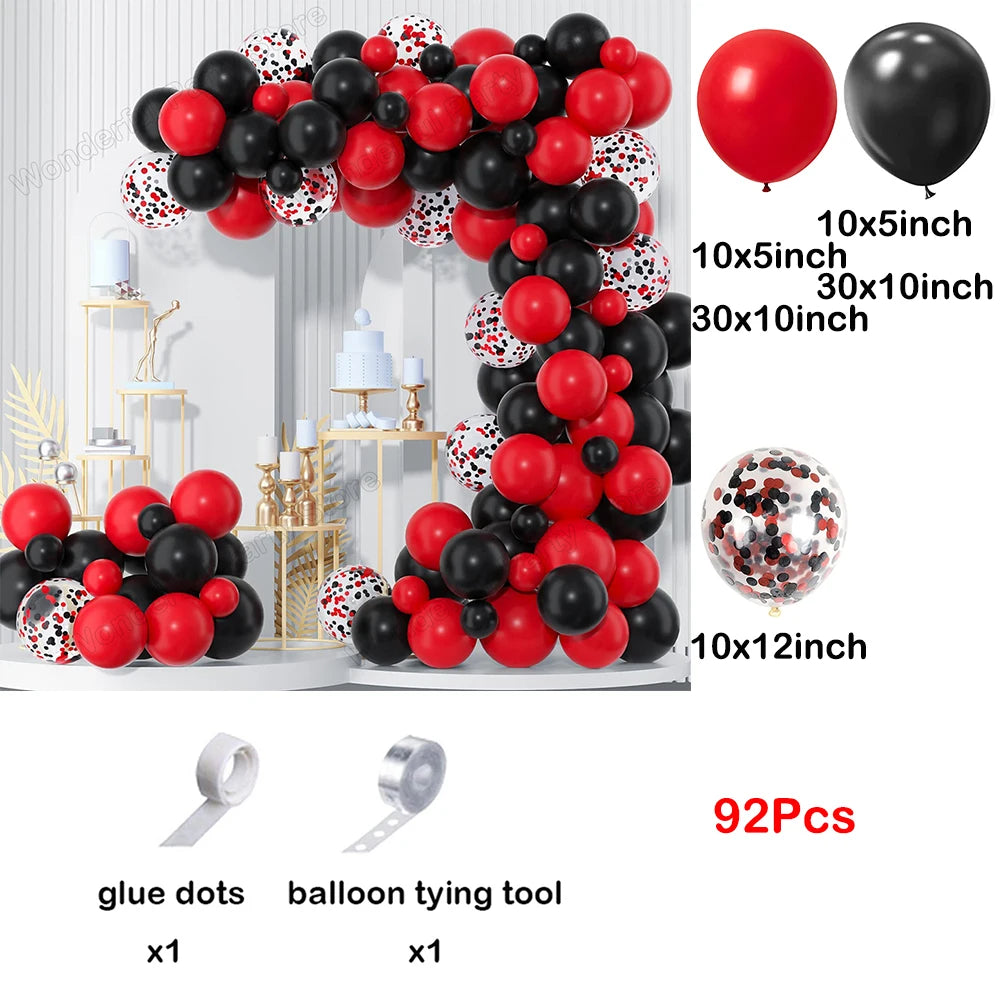 Red Balloon Garland Arch Kit Black Red Confetti Balloons Wedding Christmas Baby Shower Party Birthday Valentine Day Decoration