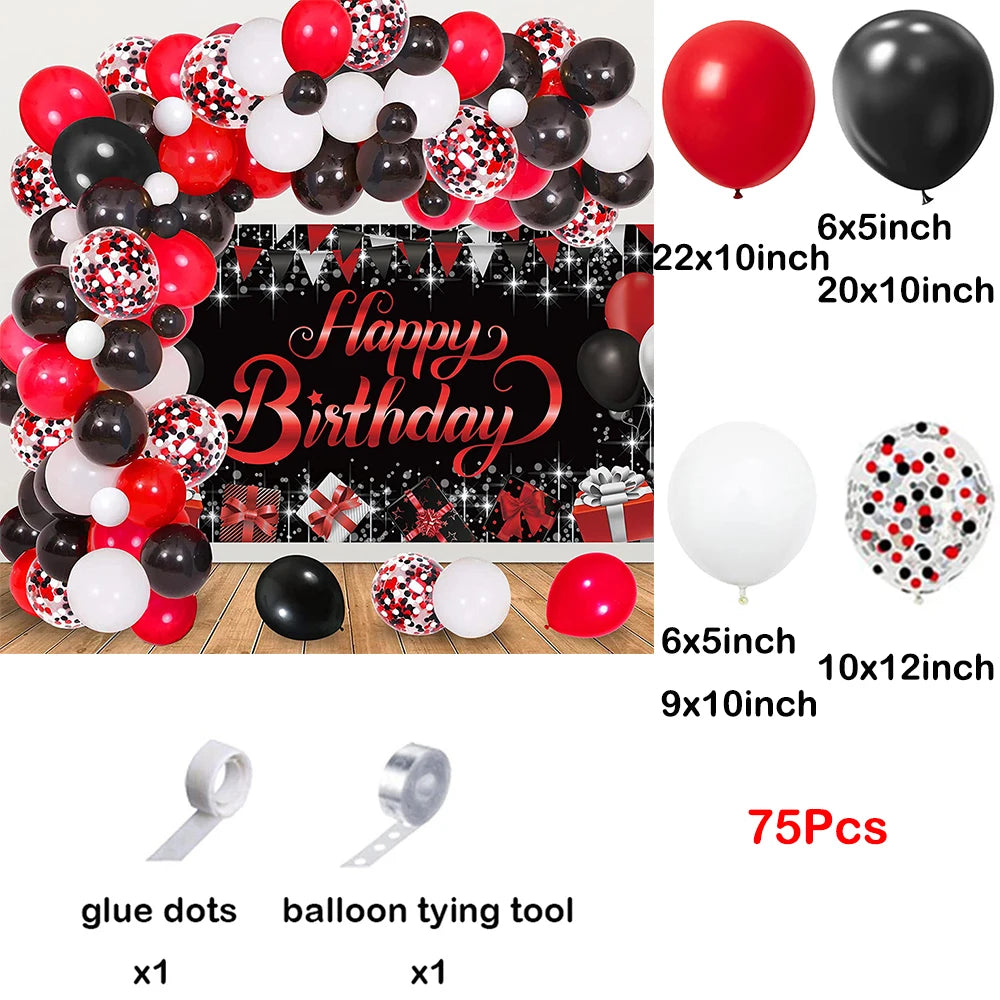 Red Balloon Garland Arch Kit Black Red Confetti Balloons Wedding Christmas Baby Shower Party Birthday Valentine Day Decoration
