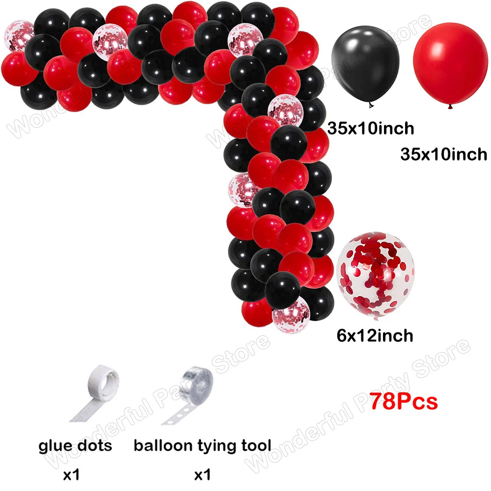 Red Balloon Garland Arch Kit Black Red Confetti Balloons Wedding Christmas Baby Shower Party Birthday Valentine Day Decoration