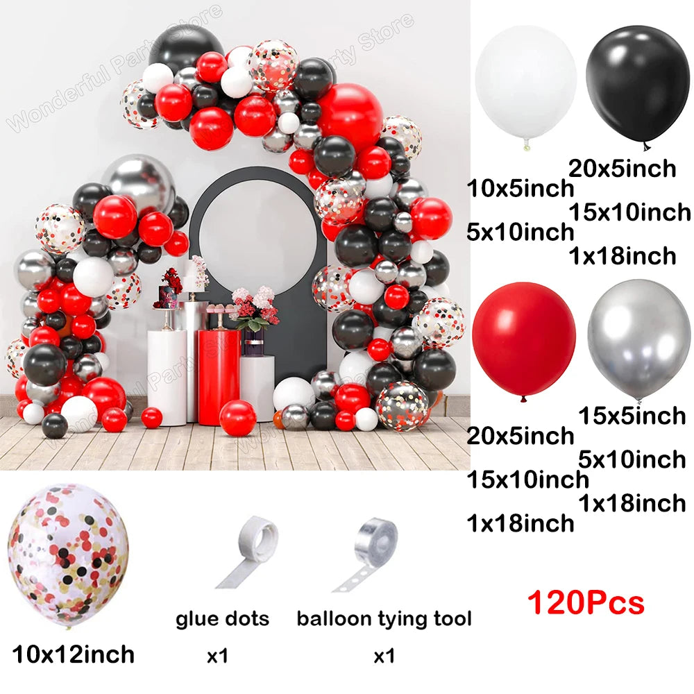 Red Balloon Garland Arch Kit Black Red Confetti Balloons Wedding Christmas Baby Shower Party Birthday Valentine Day Decoration