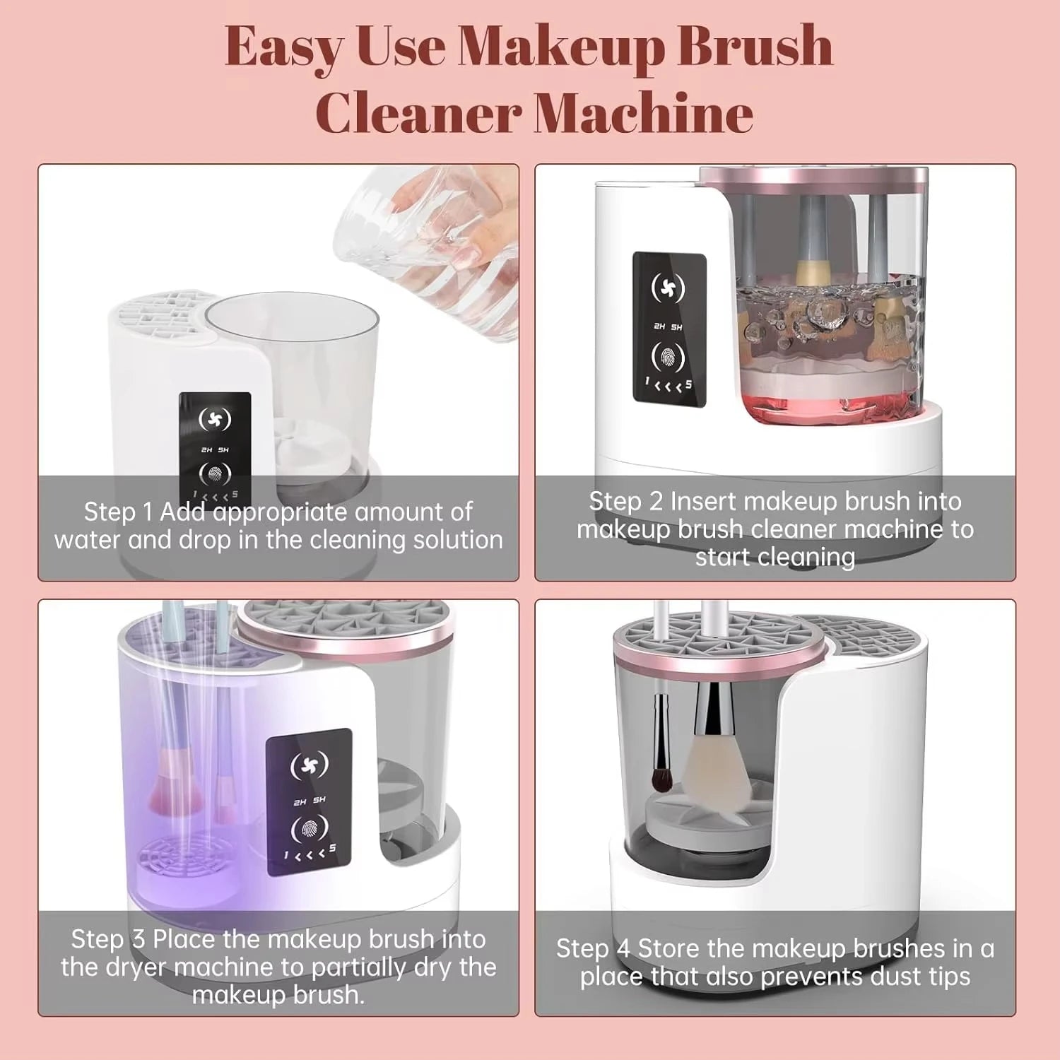 Electric Makeup Brush Cleaner – Clean & Dry Brushes in 30 Seconds