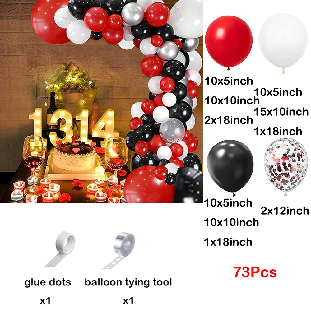 Red Balloon Garland Arch Kit Black Red Confetti Balloons Wedding Christmas Baby Shower Party Birthday Valentine Day Decoration