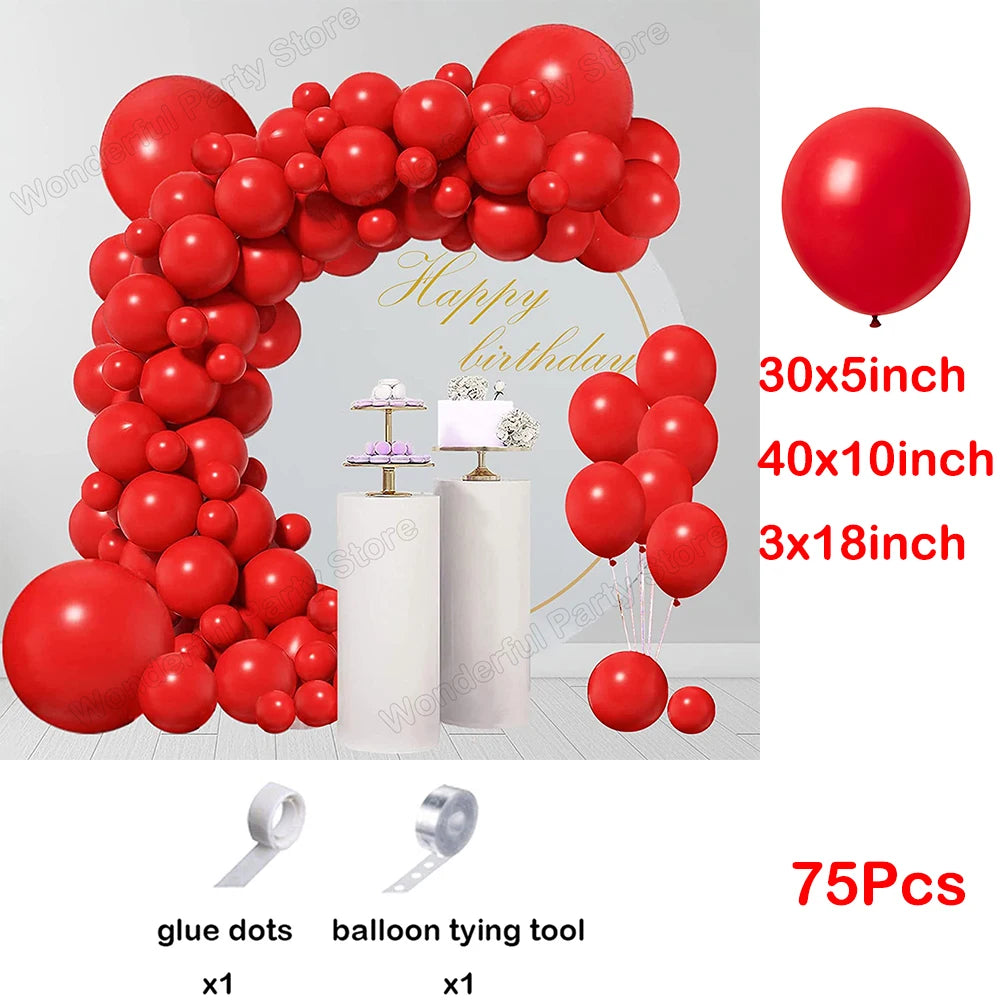 Red Balloon Garland Arch Kit Black Red Confetti Balloons Wedding Christmas Baby Shower Party Birthday Valentine Day Decoration